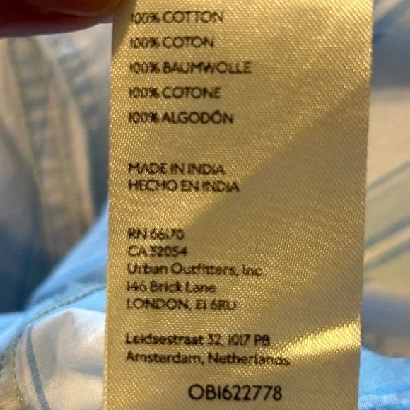 We The Free Button Down Striped Light Blue White Kelia Trapeze Boho Shirt Medium - Picture 16 of 16